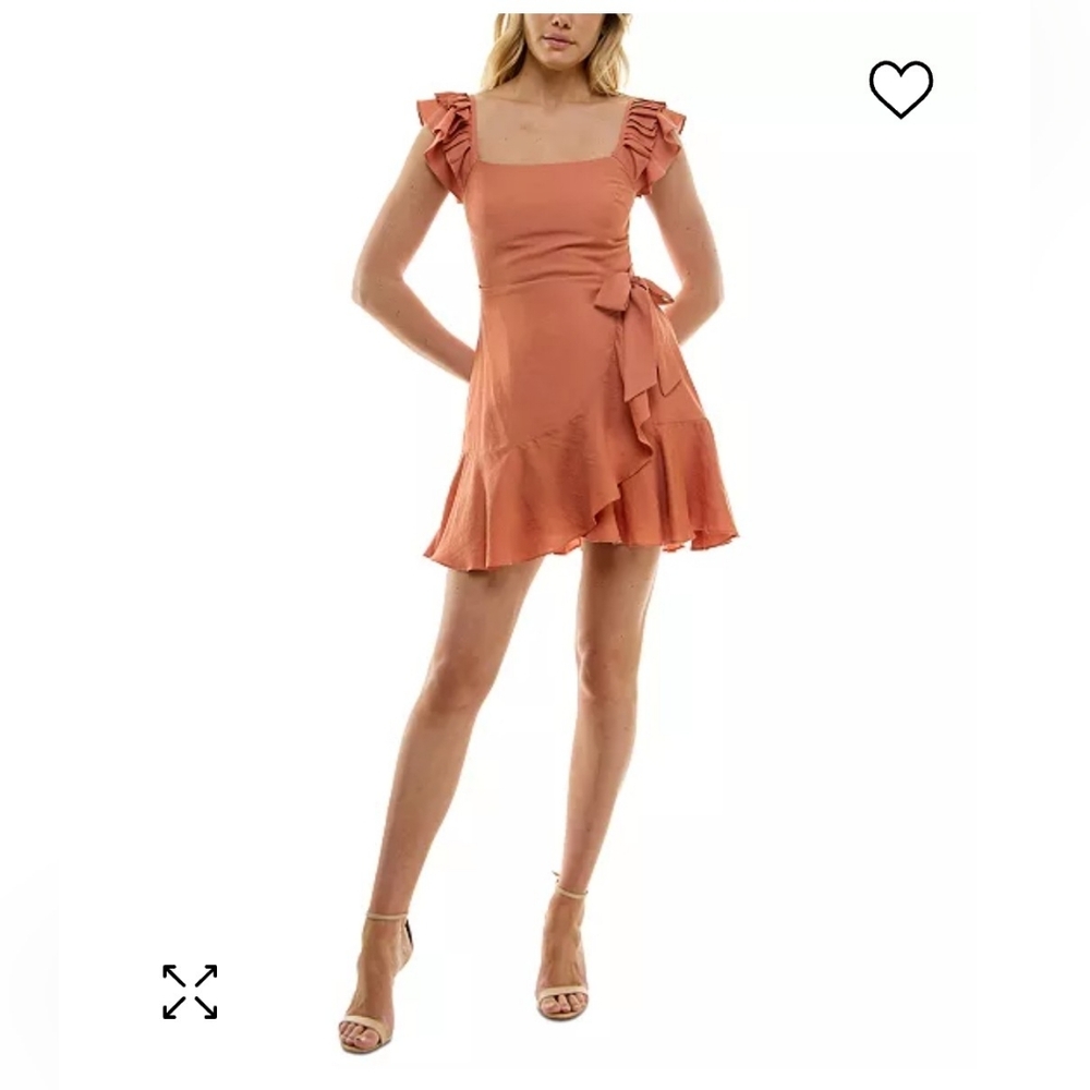 ***BRAND NEW*** Ruffle-Sleeve Faux-Wrap Mini Dress